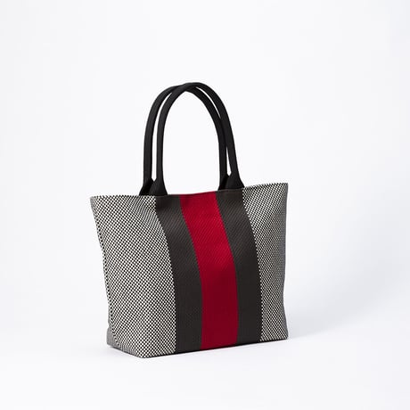 sasicco Ray Tote – White & Black Checkered, Mikawa Sashiko Cotton with Judo Fabric Handles