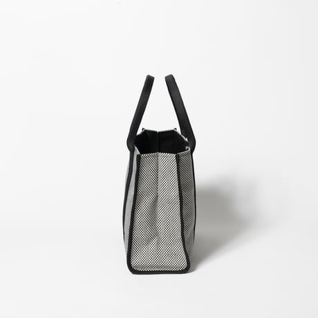 sasicco スクエアトートMplus 白と黒の市松 | 三河木綿 刺子織 | タネイ | 柔道着のカバン | square tote L | white & black