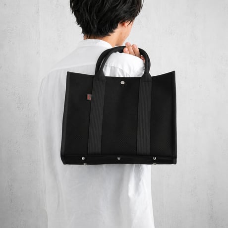 sasicco スクエアトートMplus 黒 | 三河木綿 刺子織 | タネイ | 柔道着のカバン | square tote L | black