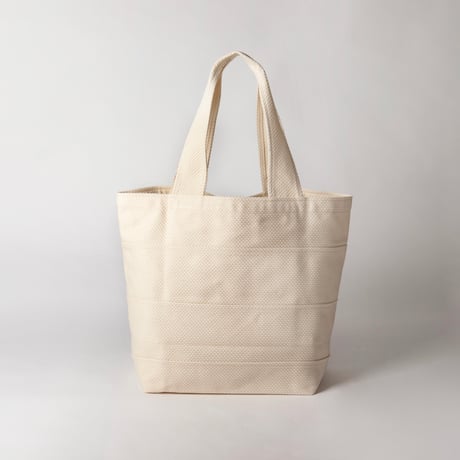 sasicco Tote 40 – White, Mikawa Sashiko Cotton with Judo Fabric Handles