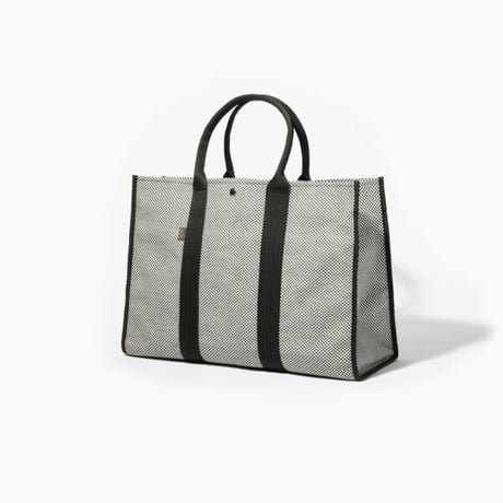 sasicco Square Tote LL – Black, Mikawa Sashiko Cotton with Judo Fabric Handles