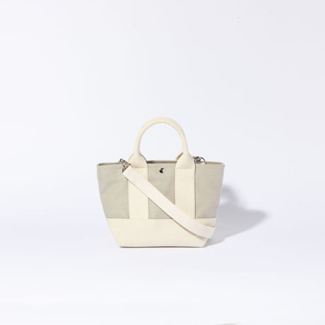 sasicco OBI Tote Nano 2-Way – Ice Gray , Mikawa Sashiko Cotton with Judo Fabric Handles