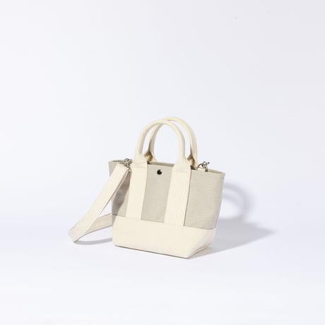 sasicco OBI Tote Nano 2-Way – Ice Gray , Mikawa Sashiko Cotton with Judo Fabric Handles