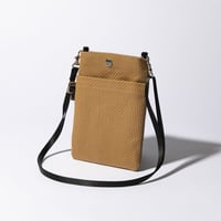sasicco Smartphone ShoulderBag – Khaki, Mikawa Sashiko Cotton with Judo Fabric Strap