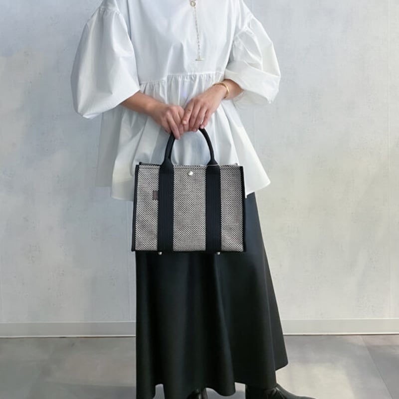 【新品未使用】　sasiccoトート４０　白と黒の市松 sasicco トート40 白と黒の市松 | 三河木綿 刺子織 タネイ