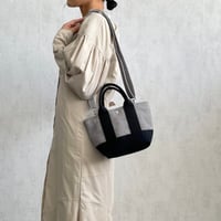 sasicco OBI Tote Nano 2-Way–White & Black Checkered, Mikawa Sashiko Cotton with Judo Fabric Handles