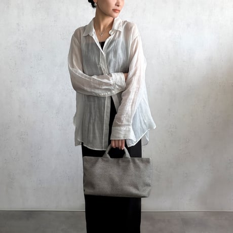 sasicco Funagata Tote Mini – White & Black Checkered, Mikawa Sashiko Cotton with Judo Fabric Handles