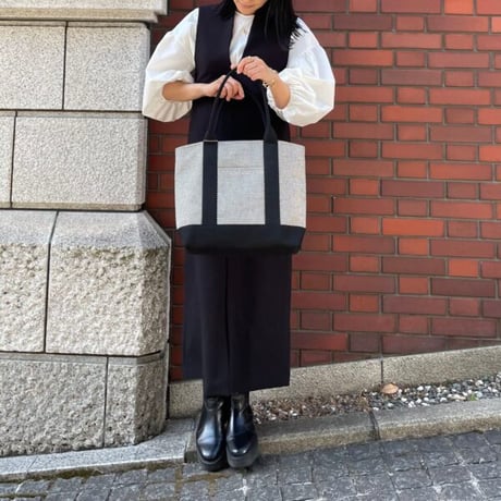 sasicco OBIトートワイド２WAY 白と黒の市松 | オビトートワイド・横長タイプ | 三河木綿 刺子織 | タネイ 柔道着 | obi tote wide | white & black