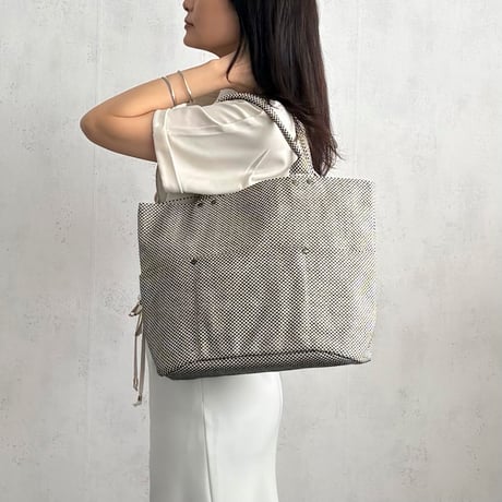 sasicco バケット 白と黒の市松 | 三河木綿 刺子織 | タネイ | 柔道着のカバン | bucket | white & black