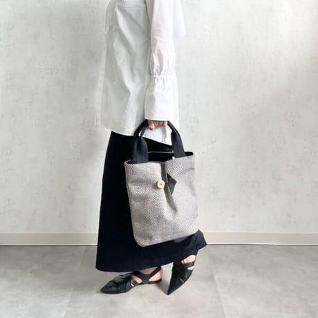 sasicco ポイントバッグ 白と黒の市松 | 三河木綿 刺子織 | タネイ | 柔道着のカバン | point bag | white & black