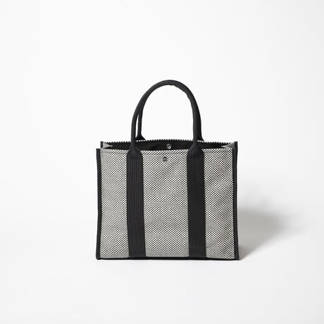 sasicco スクエアトートMplus 白と黒の市松 | 三河木綿 刺子織 | タネイ | 柔道着のカバン | square tote L | white & black