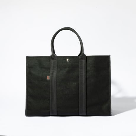 sasicco Square Tote LL – Black, Mikawa Sashiko Cotton with Judo Fabric Handles