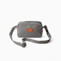 sasicco Mini Shoulder Bag – White & Black Checkered, Mikawa Sashiko Cotton with Judo Fabric Strap