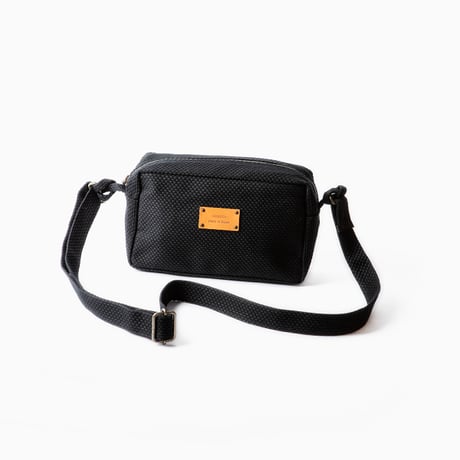 sasicco Mini Shoulder Bag – White & Black Checkered, Mikawa Sashiko Cotton with Judo Fabric Strap
