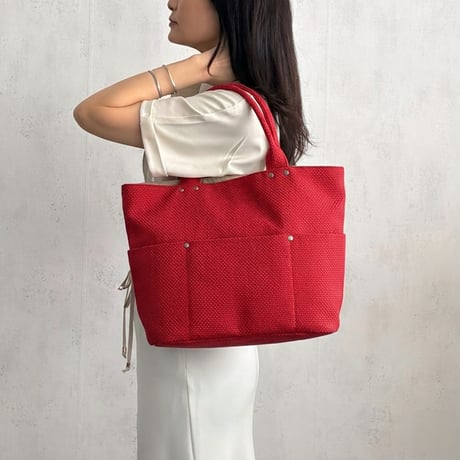 sasicco バケット 赤 | 三河木綿 刺子織 | タネイ | 柔道着のカバン | bucket | red