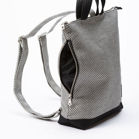 sasicco ポートサイドリュック 白と黒の市松 | 三河木綿 刺子織 | タネイ | 柔道着のカバン | port side ruck sack | white & black