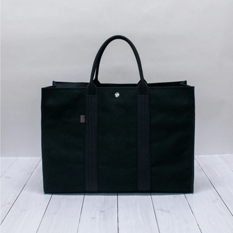 sasicco Square Tote LL – White & Black Checkered, Mikawa Sashiko Cotton with Judo Fabric Handles