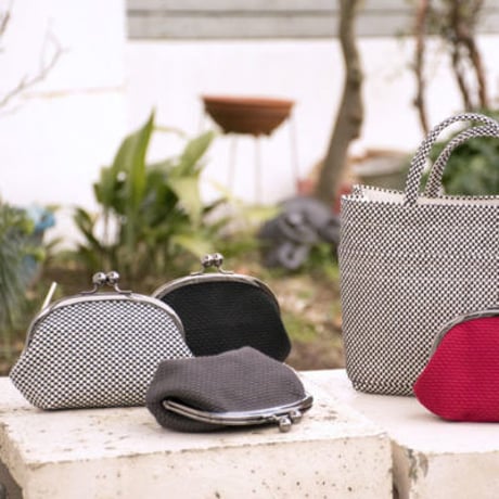 sasicco Gamaguchi Pouch – Black, Mikawa Sashiko Cotton with Judo Fabric Detail