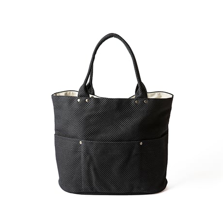 sasicco Bucket Bag – Black, Mikawa Sashiko Cotton with Judo Fabric Handles