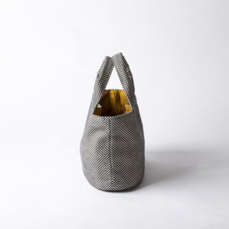 sasicco Oval Tote – Black, Mikawa Sashiko Cotton with Judo Fabric Handles