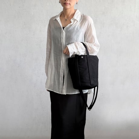 sasicco 2-Way Bucket Tote – White & Black Checkered, Mikawa Sashiko Cotton with Judo Fabric Handles