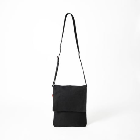 【新商品】sasicco フラップ付きショルダー 黒 | 三河木綿 刺子織 | タネイ | 柔道着のカバン | flap shoulder bag | black