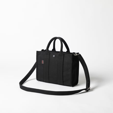 sasicco Square Tote S – White & Black Checkered, Mikawa Sashiko Cotton with Judo Fabric Handles