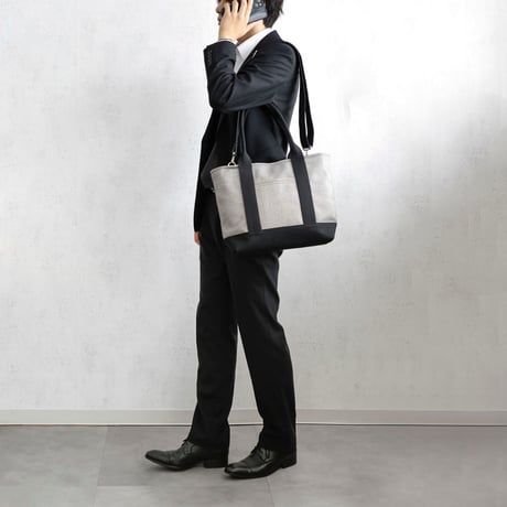 sasicco Obi Tote Wide 2-Way – White&Black Checkered, Mikawa Cotton Sashiko with Judo Fabric Handles