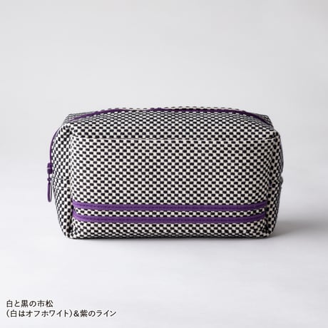 sasicco Pouch – Purple Stripe, Mikawa Sashiko Cotton with Judo Fabric Detail