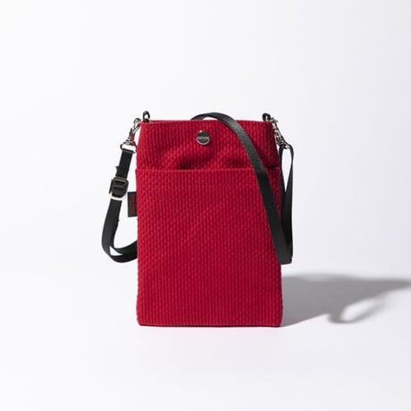 sasicco スマホショルダー 赤 | 三河木綿 刺子織 | タネイ | 柔道着のカバン | smart phone shoulder bag | red