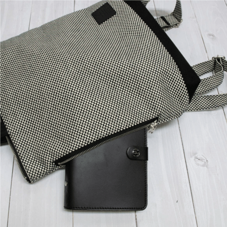 sasicco Portside Rucksack – Black, Mikawa Sashiko Cotton with Judo Fabric Handles