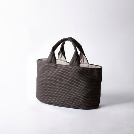 sasicco Oval Tote – Gray, Mikawa Sashiko Cotton with Judo Fabric Handles