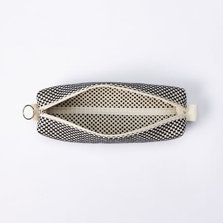 sasicco ペンケース 白と黒の市松 | 三河木綿 刺子織 | タネイ | 柔道着のペンケース | pen case | white & black