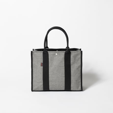 sasicco スクエアトートMplus 白と黒の市松 | 三河木綿 刺子織 | タネイ | 柔道着のカバン | square tote L | white & black