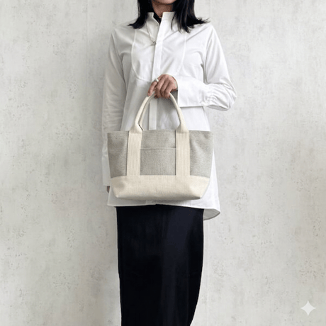 sasicco OBIトートミニ２way アイスグレー | オビトートミニ | 三河木綿 刺子織 | タネイ | 柔道着のカバン | obi tote mini 2way bag | ice gray