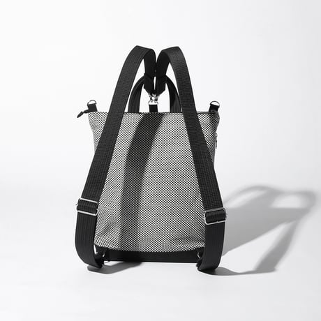 sasicco Portside 3-Way Bag – White & Black Checkered, Mikawa Sashiko Cotton with Judo Fabric Handles
