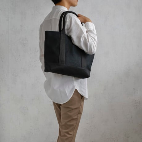 sasicco OBIトートワイド 黒 | オビトートワイド ・横長タイプ | 三河木綿 刺子織 | タネイの柔道着のカバン | obi tote wide | black