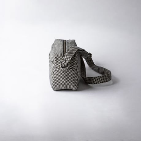 sasicco Mini Shoulder Bag – Black, Mikawa Sashiko Cotton with Judo Fabric Strap