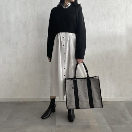 sasicco Square Tote L – White & Black Checkered, Mikawa Sashiko Cotton with Judo Fabric Handles