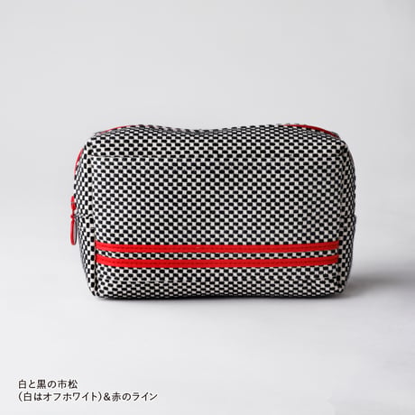 sasicco Pouch – Red Stripe, Mikawa Sashiko Cotton with Judo Fabric Detail