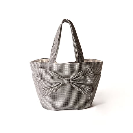 sasicco カインドバッグ 白と黒の市松 | リボンバッグ | 三河木綿 刺子織 | タネイ | 柔道着のカバン | kind bag | white & black