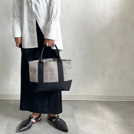 sasicco OBIトートミニ 白と黒の市松 | オビトートミニ | 三河木綿 刺子織 | タネイ | 柔道着のカバン | obi tote mini | white & black