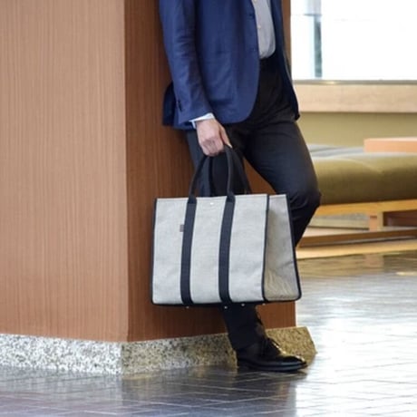 sasicco Square Tote LL – Black, Mikawa Sashiko Cotton with Judo Fabric Handles