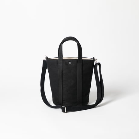 sasicco 2-Way Bucket Tote – Black, Mikawa Sashiko Cotton with Judo Fabric Handles