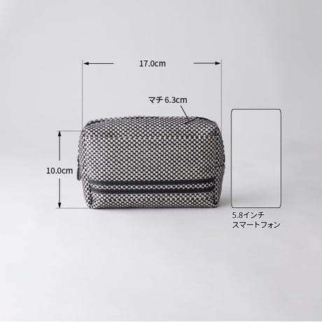 sasicco ポーチ ピンクライン | 三河木綿 刺子織 | タネイ | 柔道着のポーチ | pouch | white & black with pink line