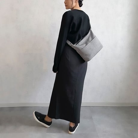 sasicco Plain Shoulder Bag – White & Black Checkered, Mikawa Sashiko Cotton with Judo Fabric Strap