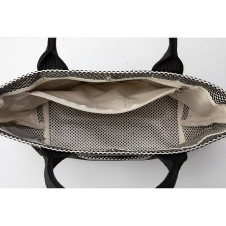 sasicco OBI Tote Mini – White & Black Checkered, Mikawa Sashiko Cotton with Judo Fabric Handles