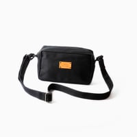 sasicco Mini Shoulder Bag – Black, Mikawa Sashiko Cotton with Judo Fabric Strap