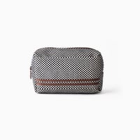 sasicco Pouch – Brown Stripe, Mikawa Sashiko Cotton with Judo Fabric Detail