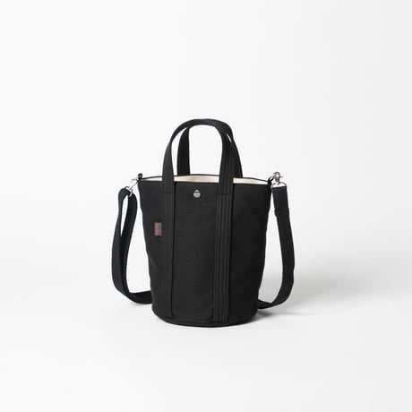 sasicco 2-Way Bucket Tote – Black, Mikawa Sashiko Cotton with Judo Fabric Handles